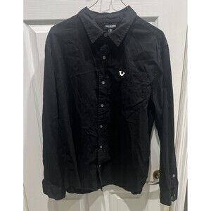 True Religion Brand Jeans Button Up Shirt Black Fashion For The Senses Mens L